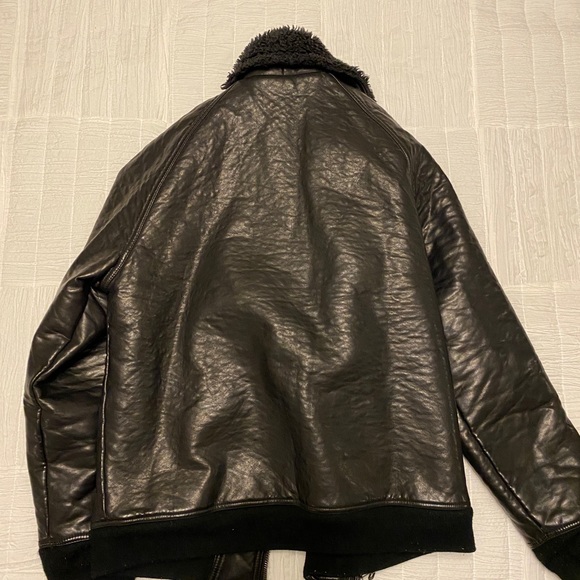 Leather Shearling Motorcycle Jacket - Picture 3 of 6